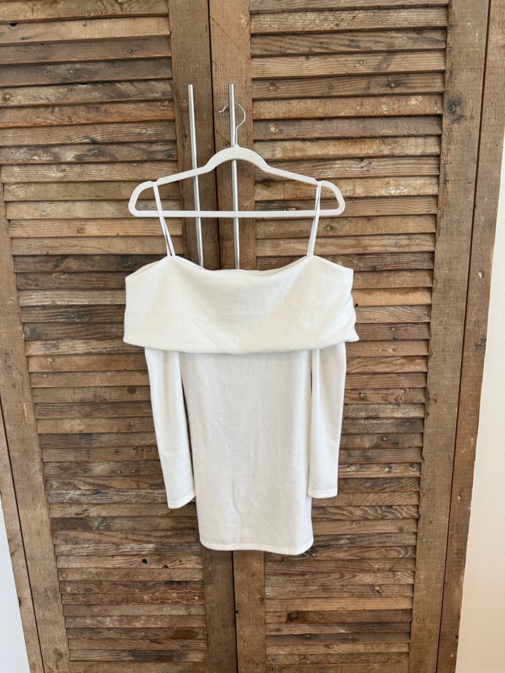 Roma White Off-Shoulder Mini Dress with Spaghetti Straps